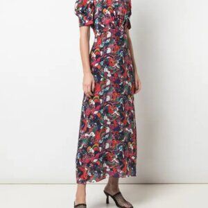 SALONI | Bianca Printed Silk Dress Multicolor - WORN ONCE